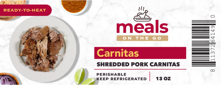 Meals on the Go Carnitas Label image