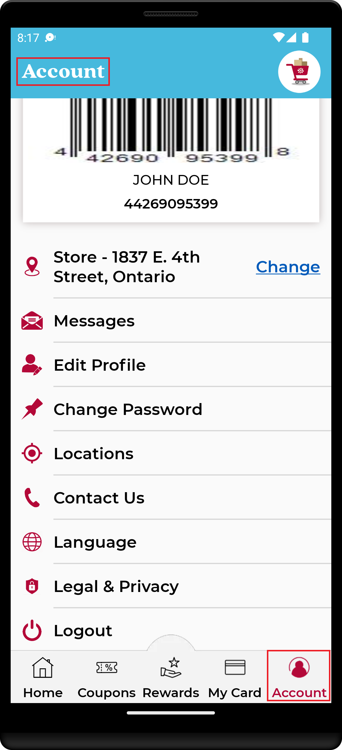 Screenshot for Step 1 Account Deletion