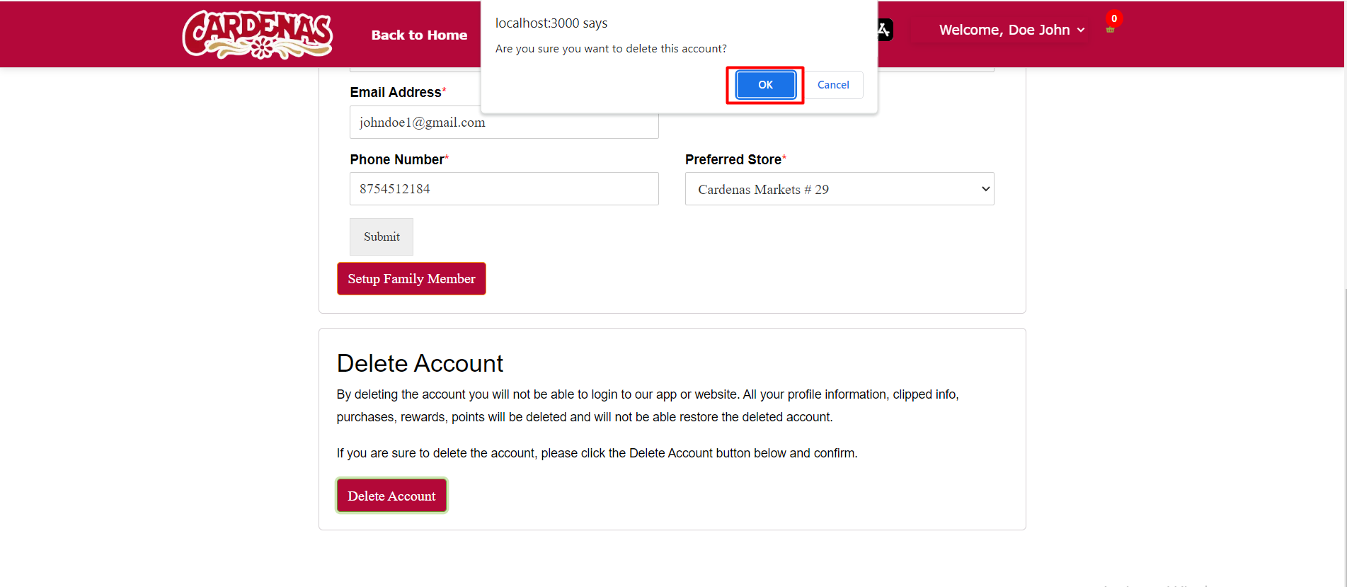 Screenshot for Step 3 Account Deletion on Desktop