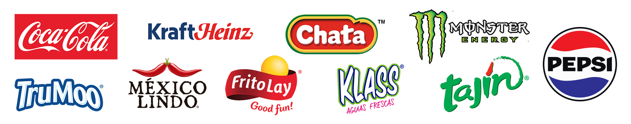 Sponsor logos for Big Game Sweepstakes including Coca-Cola, Kraft/Heinz, Chata, Monster Energy, TruMoo, Mexico Lindo, Frito Lay, Klass, Tajin and Pepsi